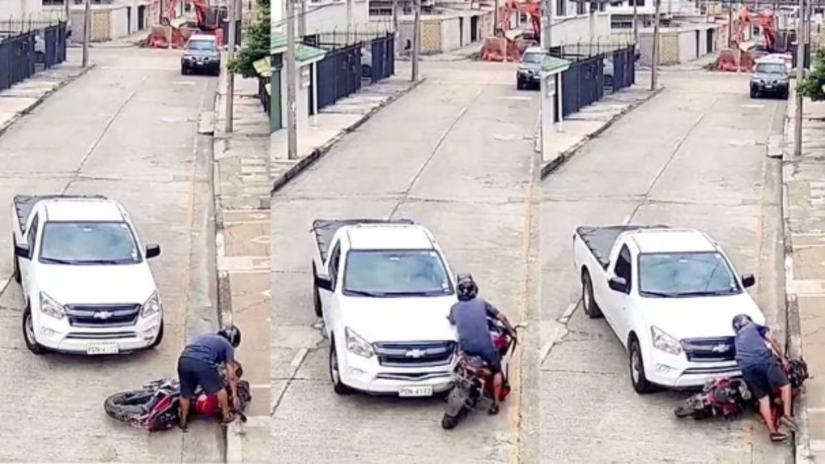 Impactante video de conductor que atropella con su carro a un ladrón para salvar una mujer