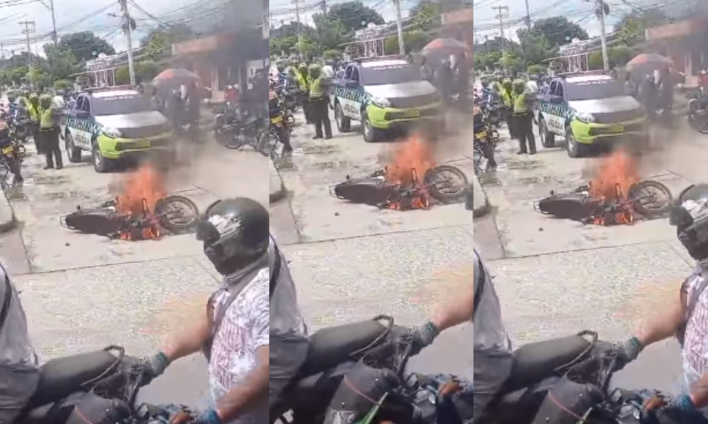 Comunidad le prendió fuego a moto de dos presuntos ladrones en el P5