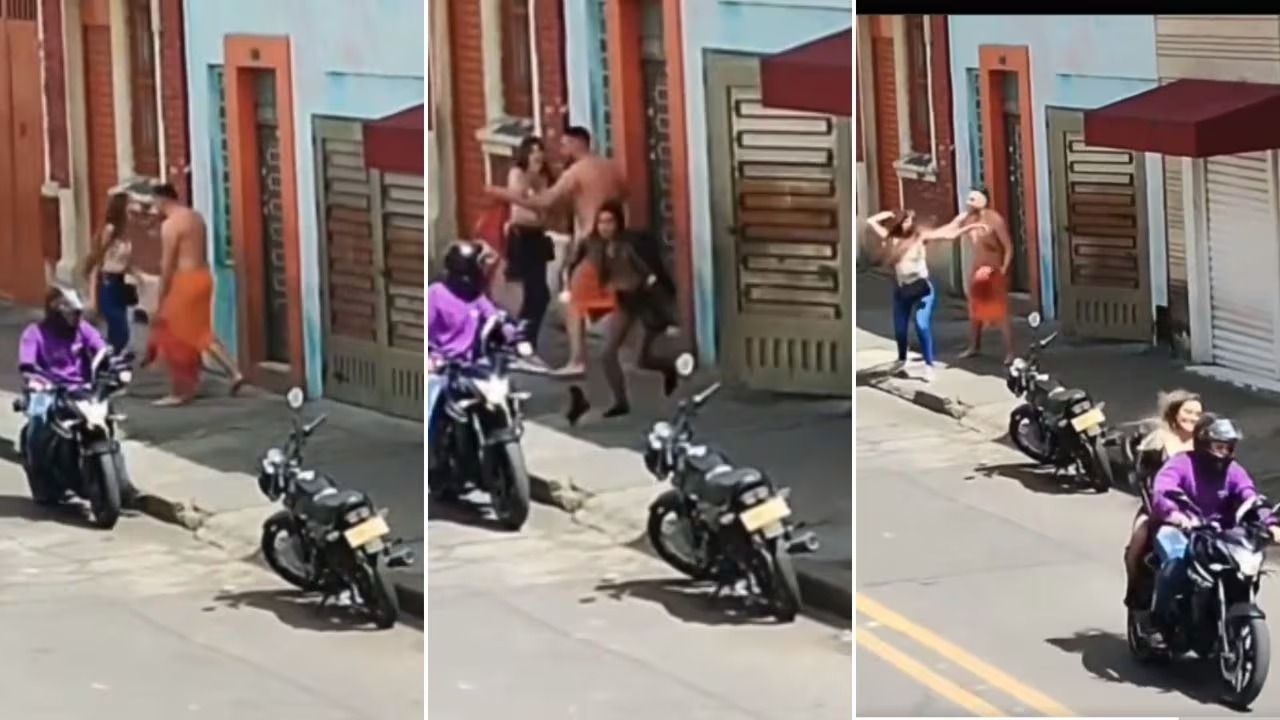 Mujer descubrió a su pareja con otra y la amante escapó casi desnuda en una moto