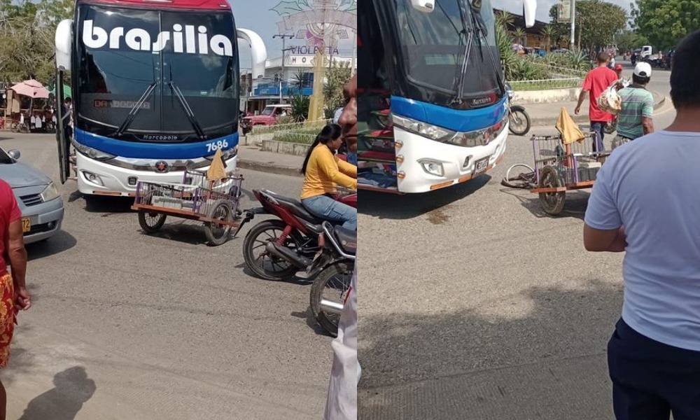 Adulto mayor trasportaba bloques en Cereté cuando fue atropellado por un bus de Brasilia