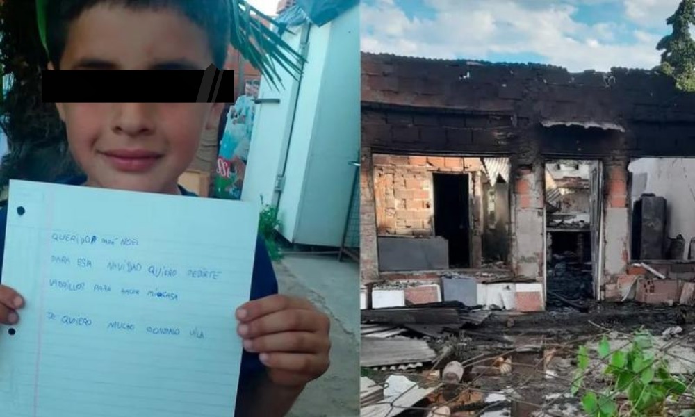 ¡Conmovedor! Niño le hizo carta a Papá Noel pidiendo ladrillos para su casa que se incendió