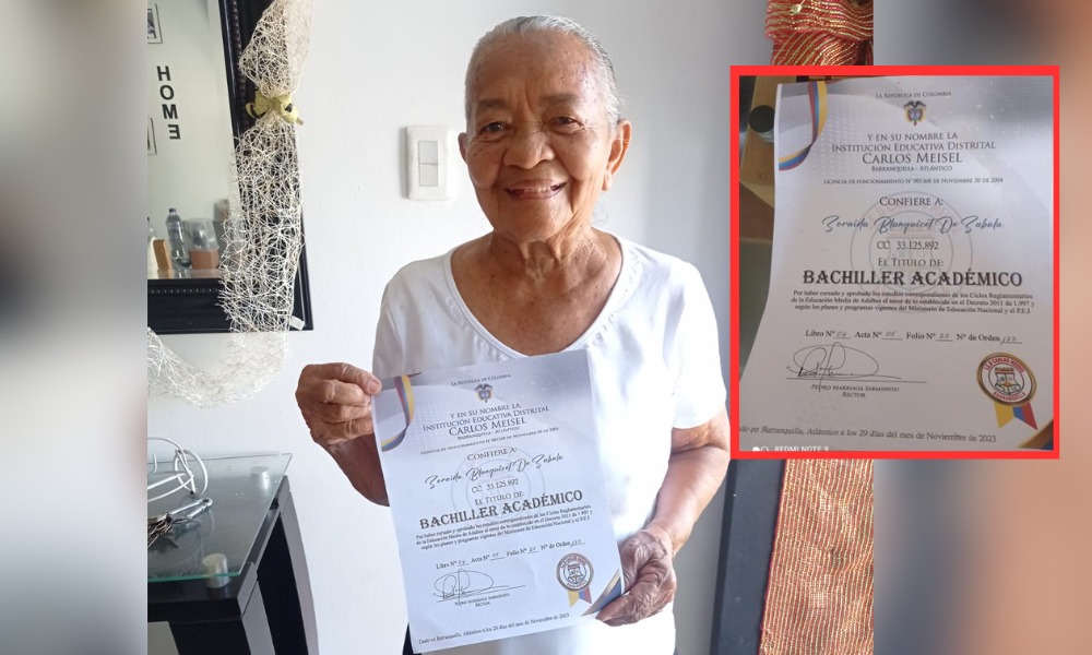 Cumplió su sueño: abuelita de 83 años se graduó de bachiller