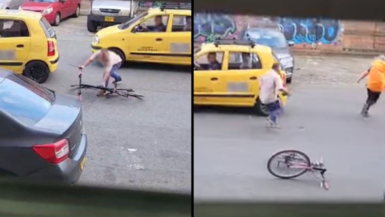 Intolerancia, taxista amenazó con machete a joven ciclista en plena vía