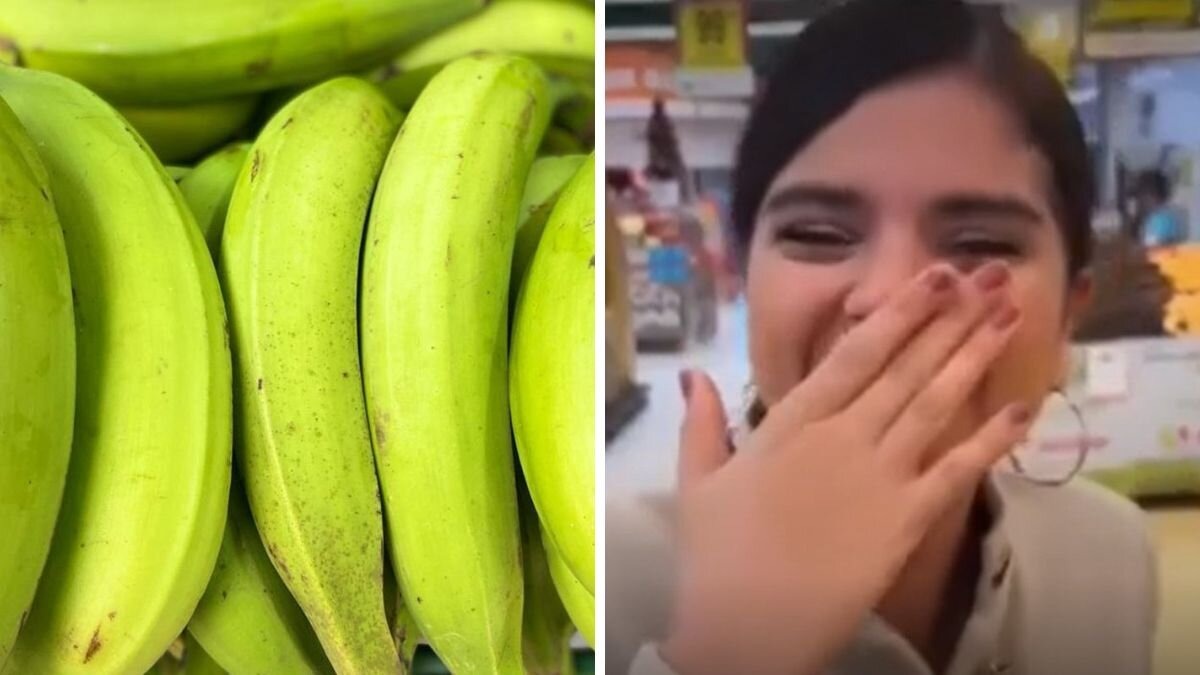 Colombiana que tiene años viviendo en México llora al encontrar un plátano verde