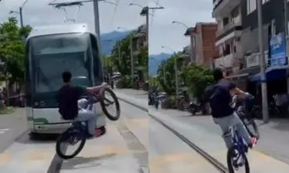 Joven casi provoca una tragedia vial por hacer maniobras peligrosas frente a un bus