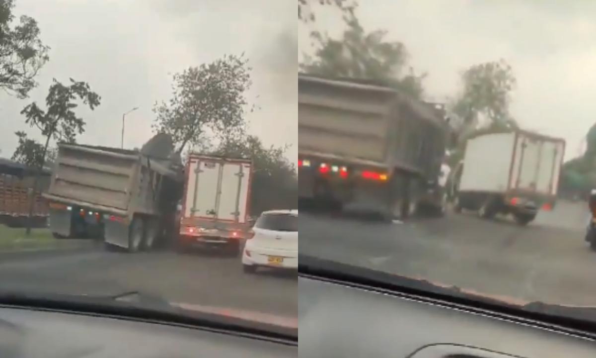‘Pelea’ de camiones en vía pública genera indignación, pudo terminar en una tragedia