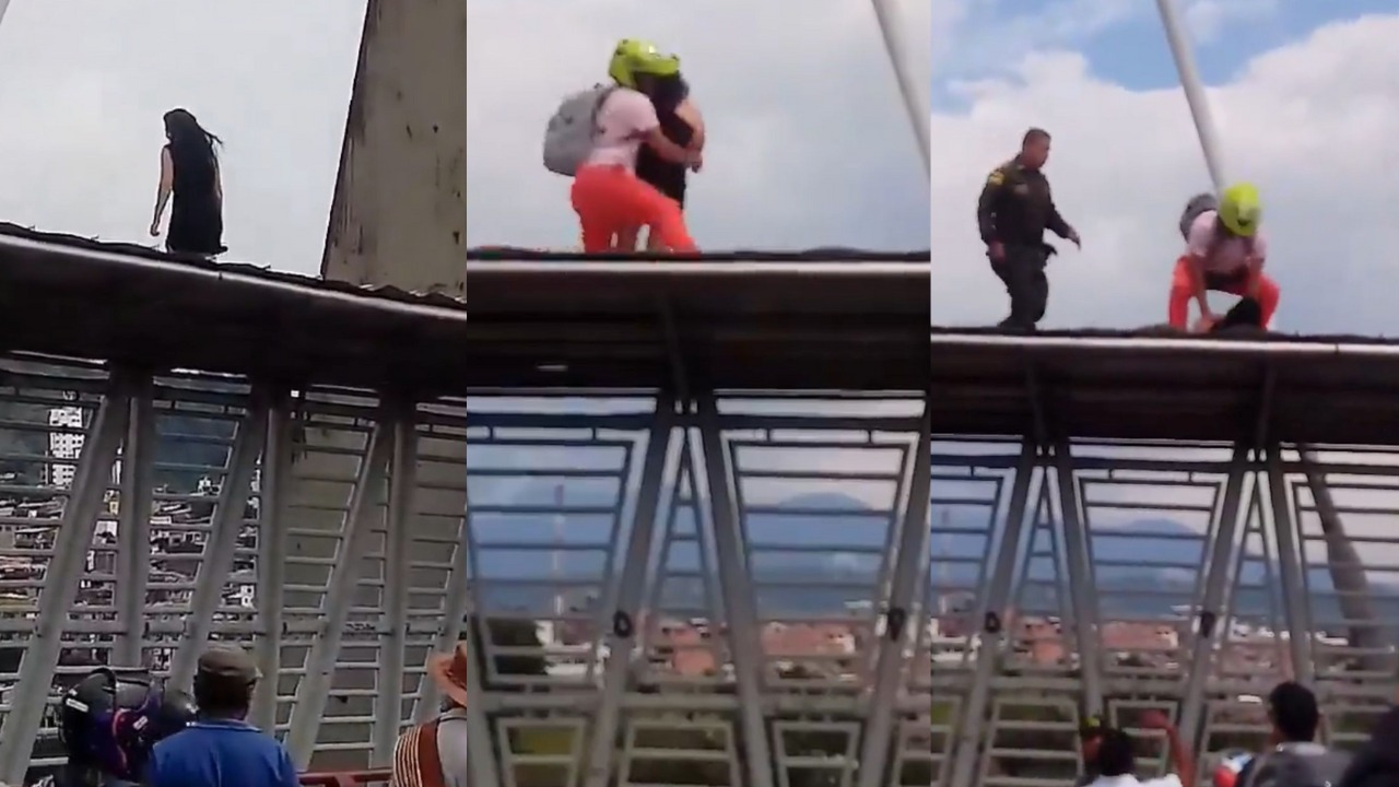 ¡Héroe! Policía evitó que mujer se lanzara al vacío desde un viaducto: «Le supliqué que no se lanzara»