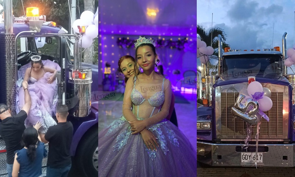 Muy original: Quinceañera se volvió viral por llegar en tractomula a la iglesia