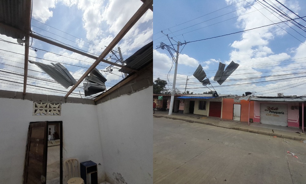 Lamentable caso: Un fuerte remolino destechó una humilde vivienda en Tierralta