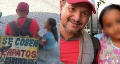 Conmovedor: Padre y su hijita cosen zapatos en las calles para ganarse la vida; ella lo motiva